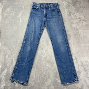 Wrangler Cowboy Cut Jeans Womens 29x34 Blue Denim Straight Leg Outdoor USA Made